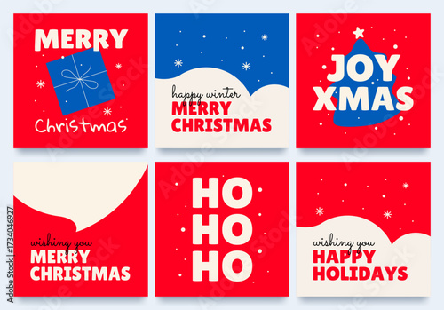Set of Christmas cards. Merry Christmas. Vector.
