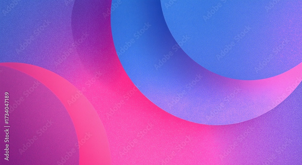 Fototapeta premium Grainy texture overlays layered blue and purple spheres, forming a dynamic digital art composition.