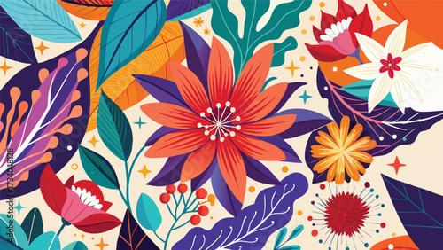 Vibrant tropical floral pattern seamless background exotic botanical design
