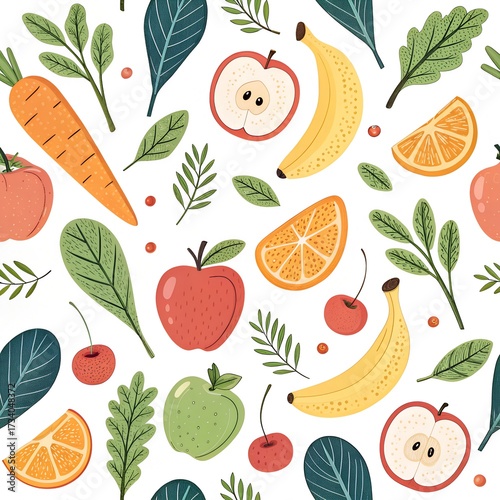 seamless pattern with fruits