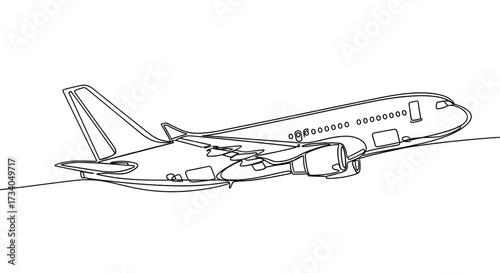 Continuous line drawing airplane line art style vector. Single line illustration concept in continuous line art