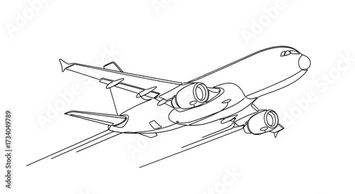 Continuous line drawing airplane line art style vector. Single line illustration concept in continuous line art