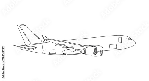 Continuous line drawing airplane line art style vector. Single line illustration concept in continuous line art