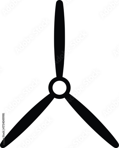 Black silhouette of a three-bladed propeller with a central circle airplane propeller aircraft
