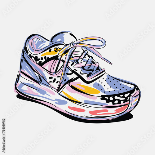 Vibrant Abstract Athletic Sneaker in Artistic Style