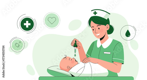 Nurse administering medicine to a baby with care and love ensuring child health and wellbeing