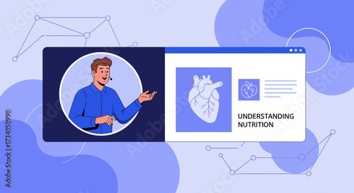 Online nutrition education session featuring a health professional explaining human health and