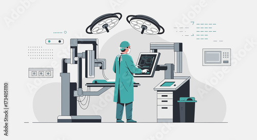 Operating room equipped with robotic surgery system and medical professional interaction