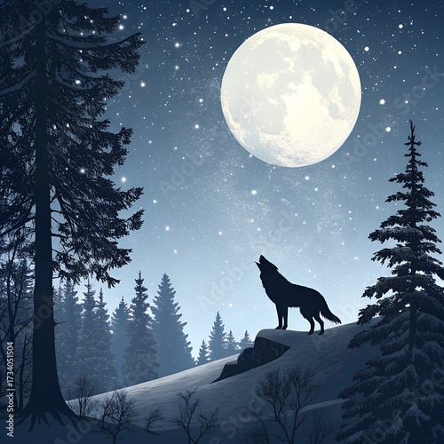 wolf howling at night