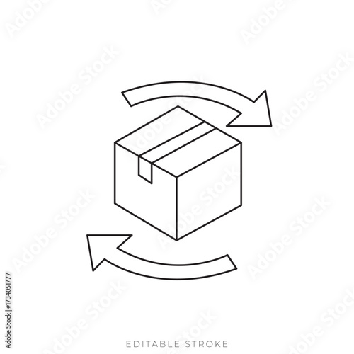 Return Refund Loop Isometric Vector Outline Product Exchange Icon