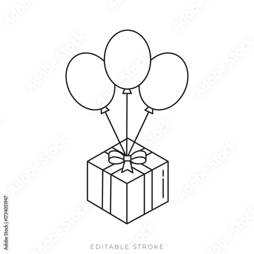Balloon Package Isometric Vector Outline Floating Delivery Icon