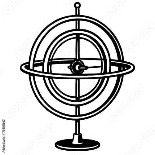 Classic Armillary Sphere Icon Vector Outline Symbol for Celestial Globe Astronomy and Science