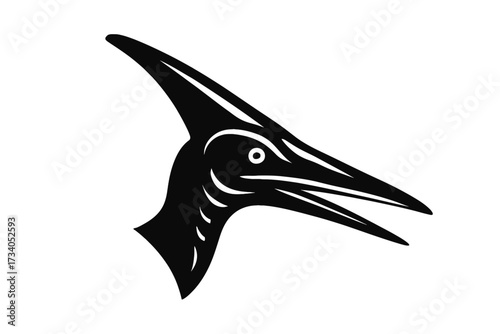 Pterodactyl or Pterosaur Head with Crest Vector - Prehistoric Flying Reptile Mascot Illustration