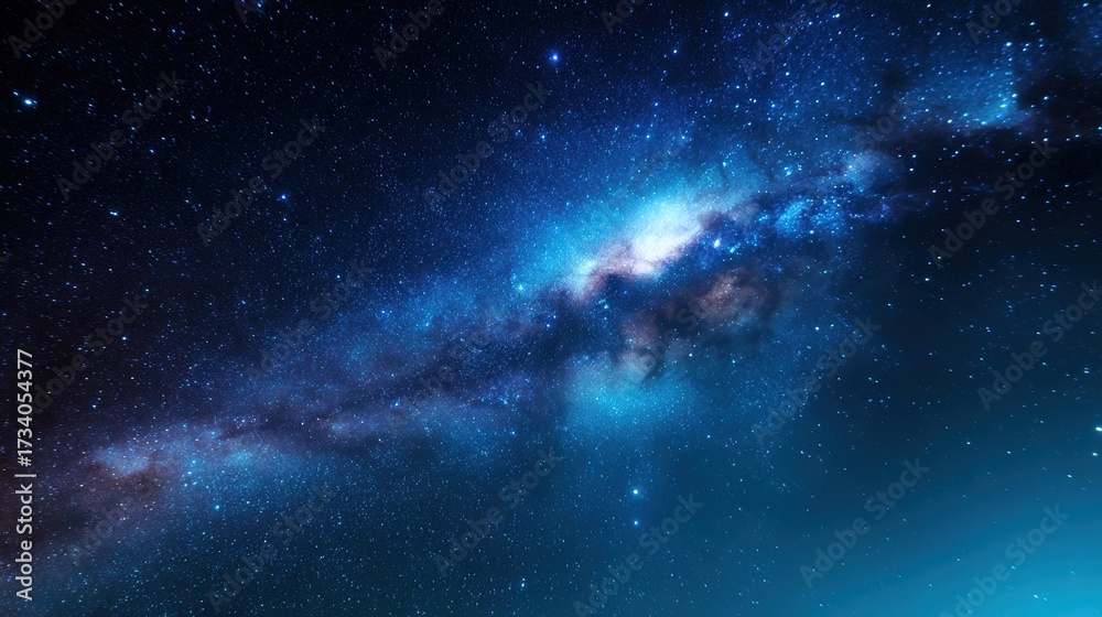 Fototapeta premium Stunning view of a vibrant galaxy with swirling stars and cosmic dust against a dark universe backdrop