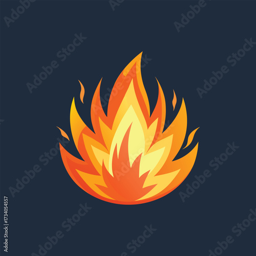 Fire icon illuminated against a dark background, symbolizing heat or danger.