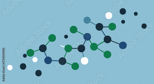 Abstract molecule structure with interconnected nodes on a light blue background