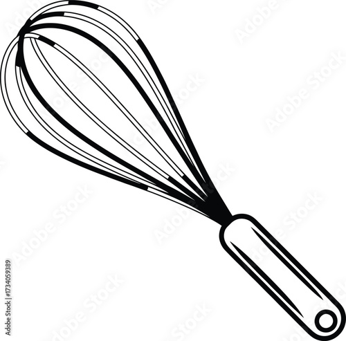 Whisk Kitchen Utensil Egg Beater Metal Cooking Tool Isolated on Transparent Background