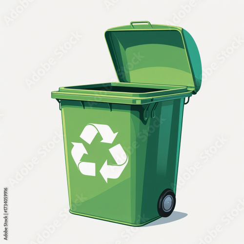 An open recycling dustbin illustration 