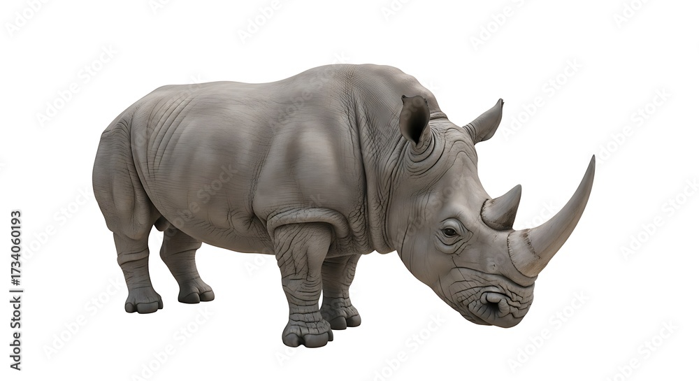 Fototapeta premium White Rhinoceros in Profile.