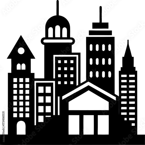 city building  silhouette black icon