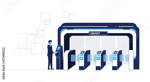 Smart transportation system illustration showcasing automated fare collection and efficient access