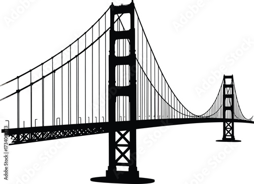 Silhouette Of Golden Gate Bridge San Francisco California Landmark USA Travel Symbol