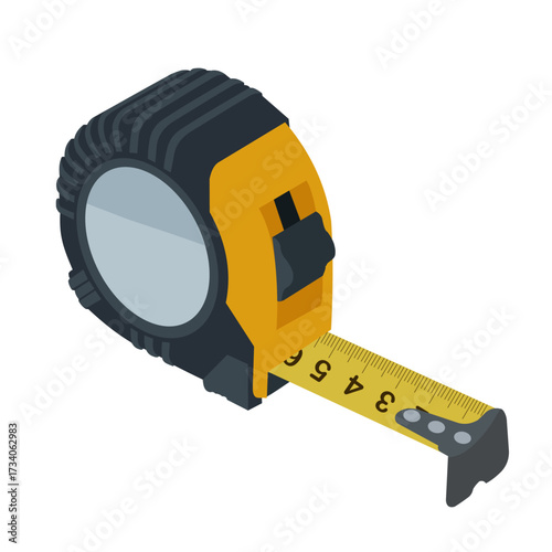 Yellow tape measure isolated on white background vector illustration, construction ruler