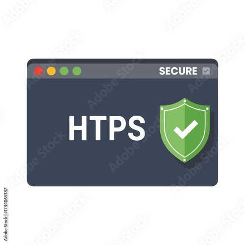 HTTPS Protocol Secure Connection Icon Shield with Checkmark Internet Security Web Browser Digital Encryption SSL