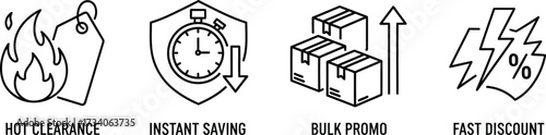 Vector art of clearance and discount labels set