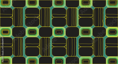 Abstract pattern with squares and rounded rectangles