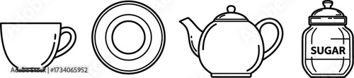 Vector art of tea time items set