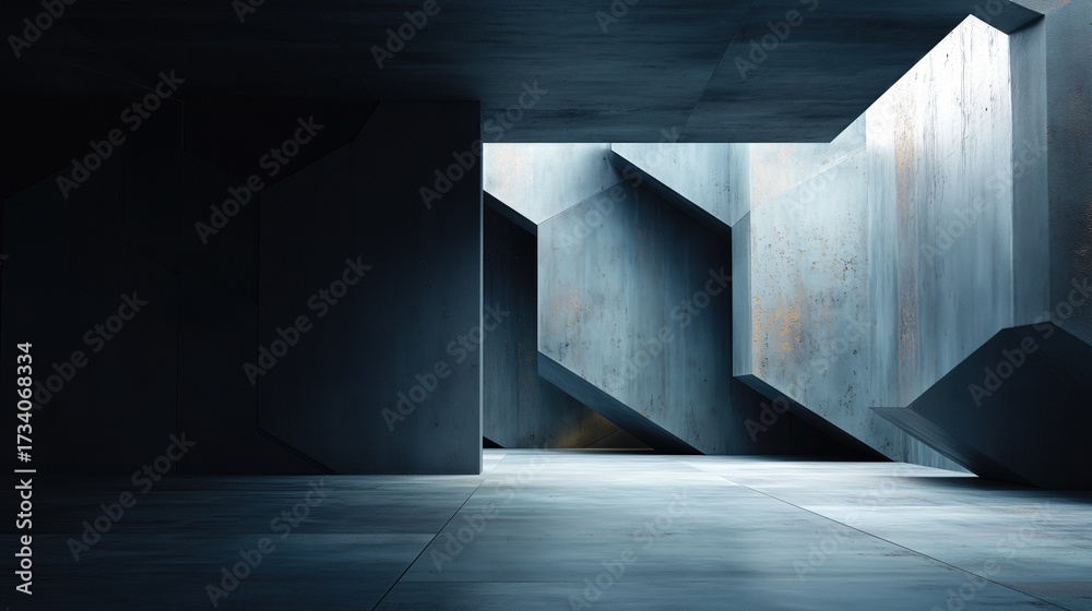 Obraz premium A large empty room with a wall in the middle