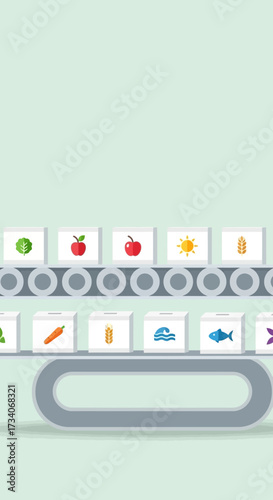 Digital keyboard with food icons and a text input field.