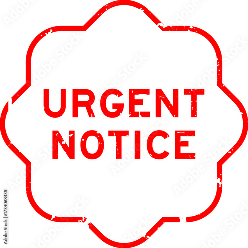 Grunge red urgent notice word rubber seal stamp on white background