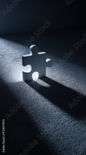 Illuminated Puzzle Piece - A Symbol of Problem Solving and Solutions.