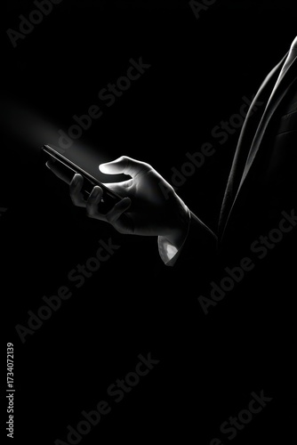 Illuminated Screen - A Hand Holding a Phone in the Dark.