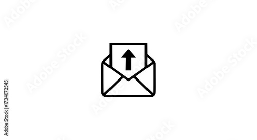 Оutgoing mail with arrow black white icon