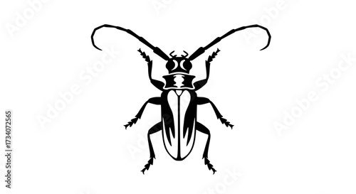 Cockroach crawling black white icon