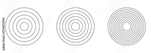 Polar grids concentric circles. Wheel of life, habits tracker. Circle diagrams divided on 12, 8, 4 segments. Blank graph paper. Coaching tool. Circles within a circle template. Lifestyle balance icon.