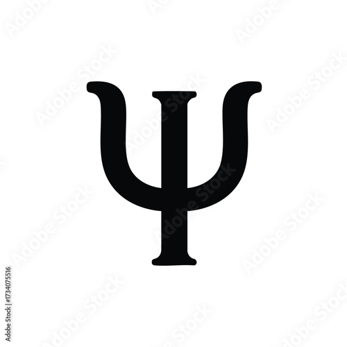 Symbolic representation of psychology with a black psi on a emphasizing mental health and scientific study