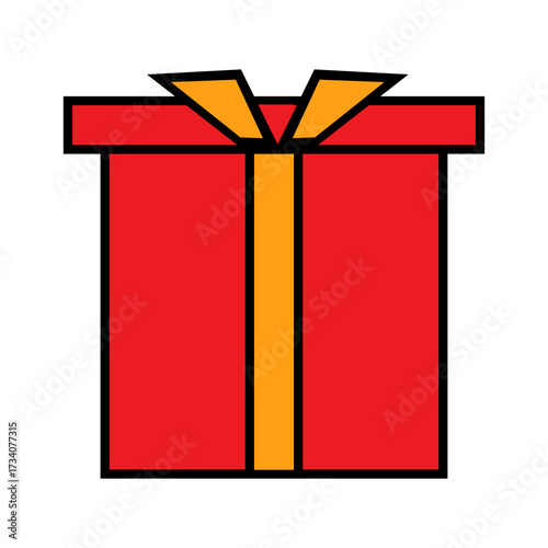 illustration of gift box. red gift box with yellow  ribbon