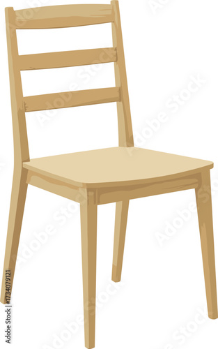 Classic Wooden Chair Illustration with Minimalist Design, Natural Texture, and Functional Style for Interior, Furniture, and Vector Art Projects