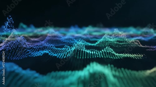 Digital sound wave on dark background represents audio technology data analysis this abstract equalizer is a futuristic music visual this is a modern high-tech waveform
