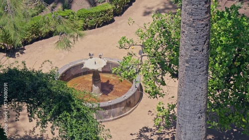 Serenity in a garden with a peaceful fountain