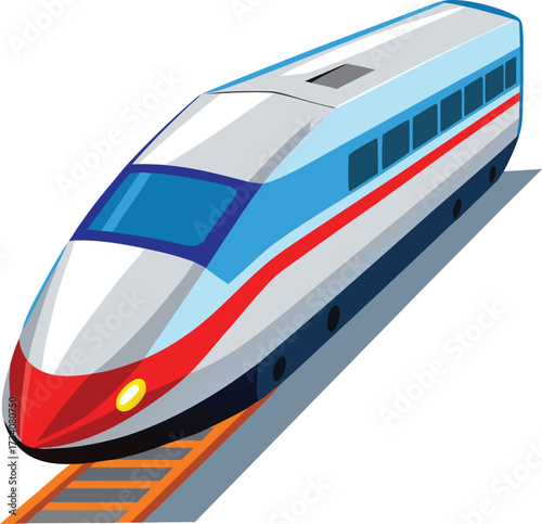 Red and blue high speed train on gray tracks icon isolated on white transparent background vector eps png jpg business people clipping path cutout 2025 2026 4k full hd poster banner label download