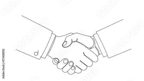 Elegant minimalist line art depicting a business handshake symbolizing agreement