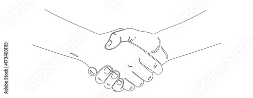 Elegant minimalist line art depicting a business handshake symbolizing agreement