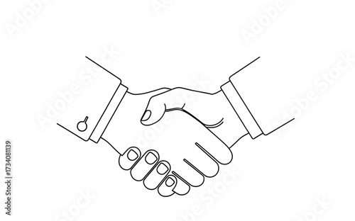 Elegant minimalist line art depicting a business handshake symbolizing agreement