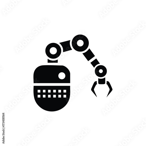 Silhouette of a robotic arm with a gripper attached, symbolizing automation and industrial technology innovation