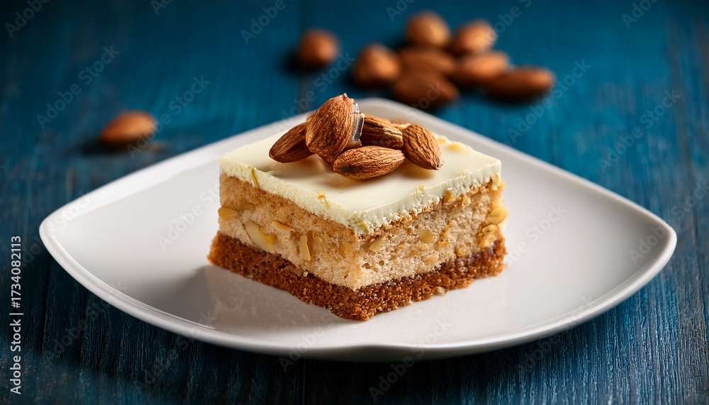 custom made wallpaper toronto digitalCoffee Almonds Cake In White Plate On Loft Background